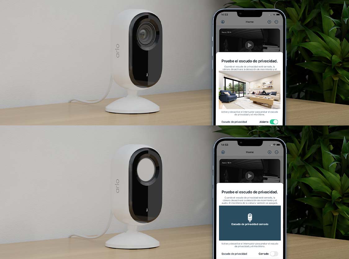  Desactiva la cámara y la tapa de privacidad automática cubrirá completamente la lente para darte total privacidad.