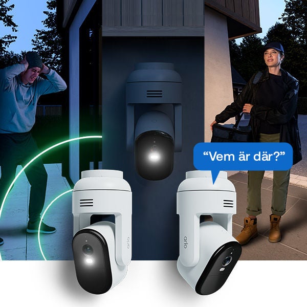 3 säkerhetskameror skildrar en potentiell inkräktare som dövas av en siren och en leveransperson som fångas på kamera vid ytterdörren