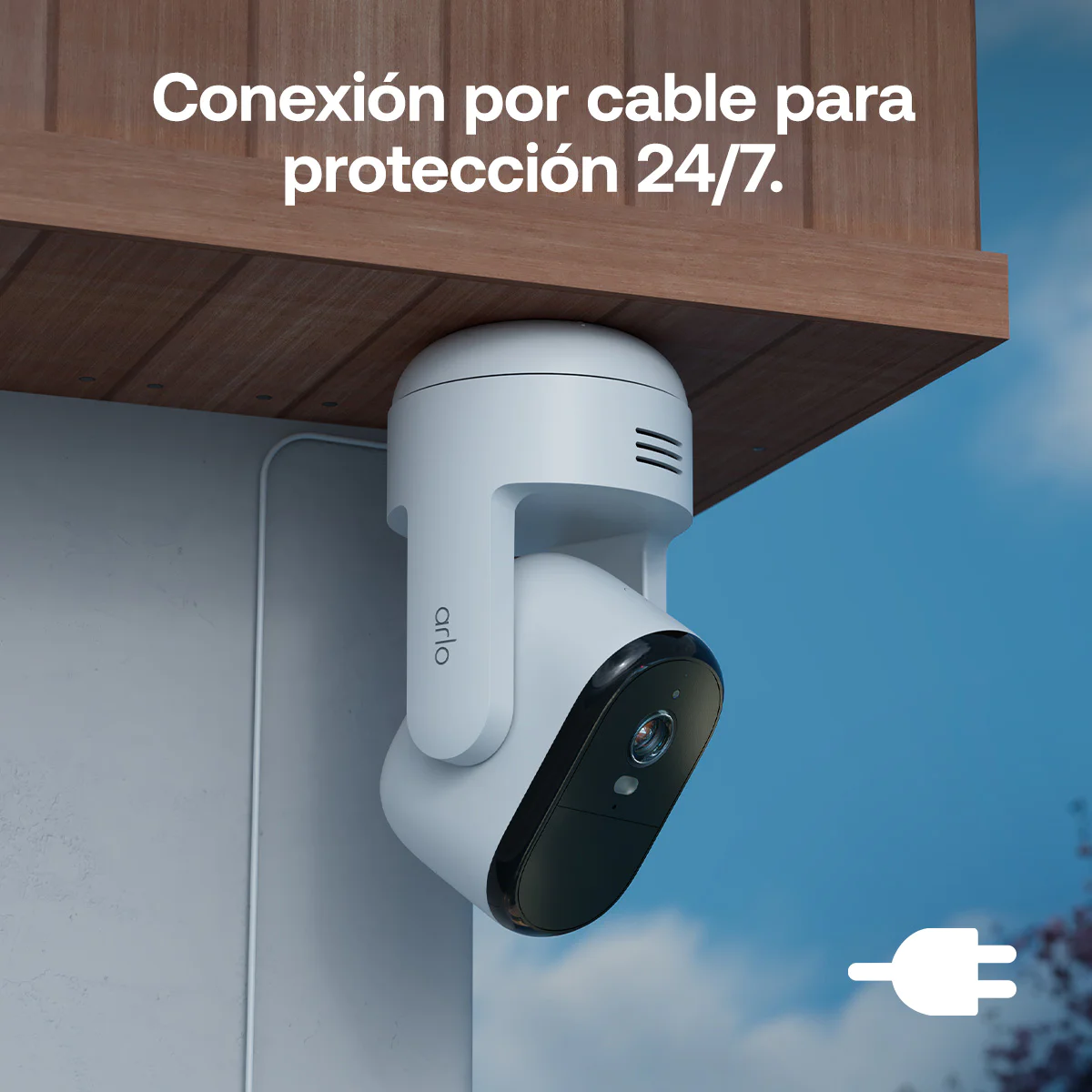 Cámara de seguridad Arlo Essential 2K con rotación horizontal