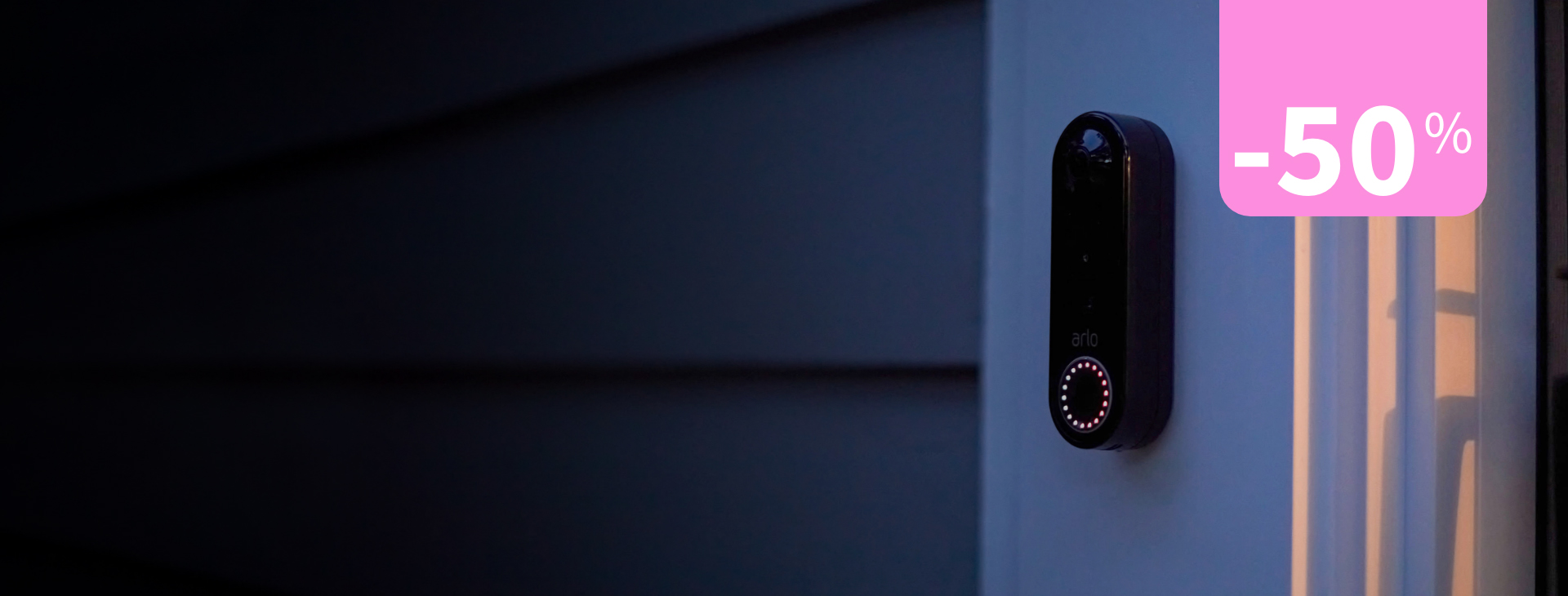 The Arlo Ultra wall-mounted surveillance camera that films in the dark with its built-in spotlight.