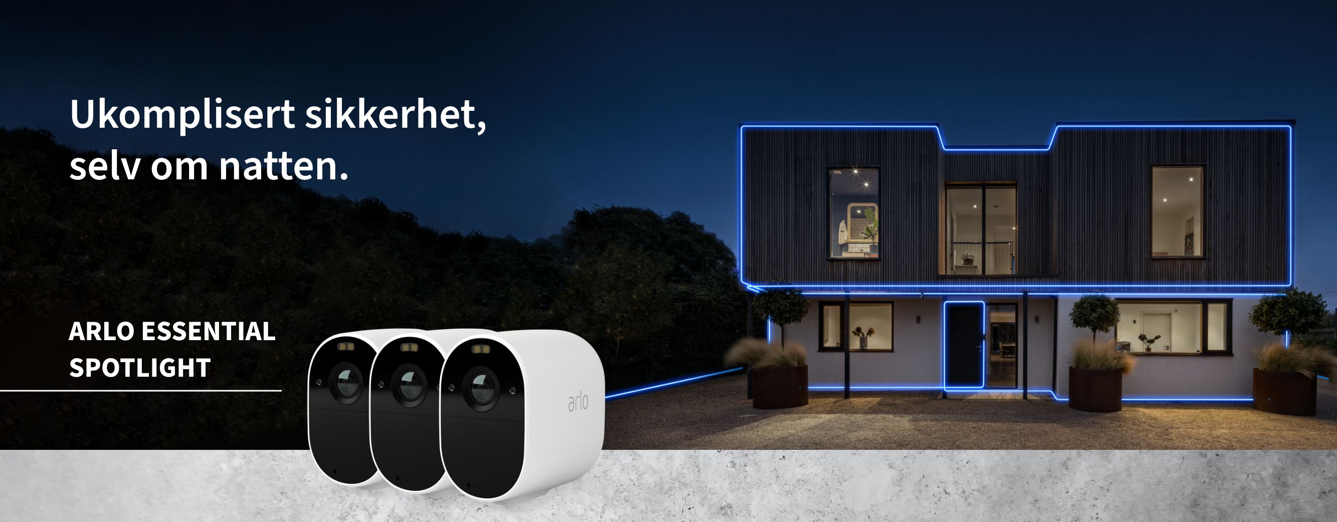 Arlo Essential Spotlight-kamera festet til en dør, Reddot-vinner 2021 UK
