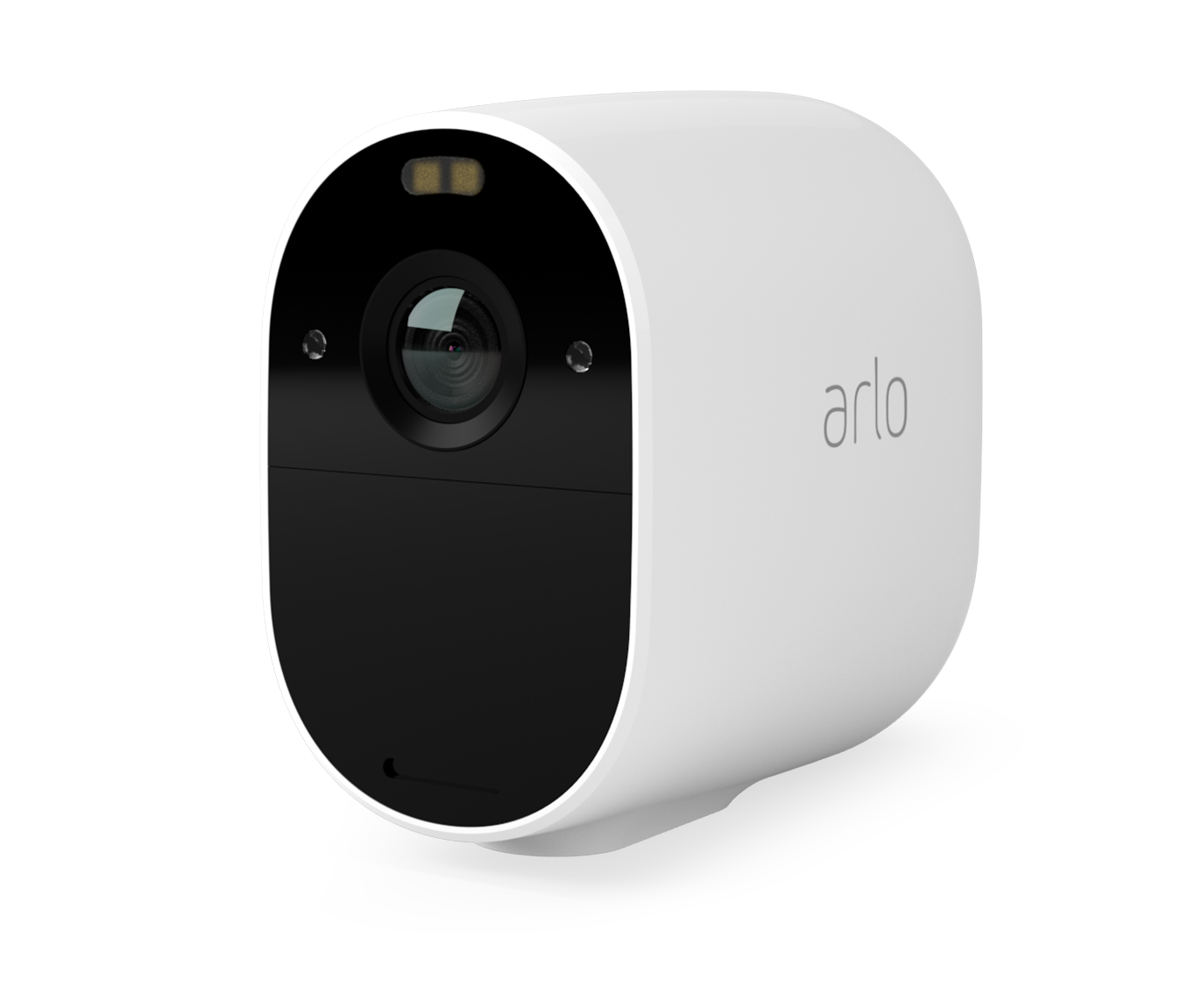 Eine weiße Arlo Essential Spotlight -Kamera