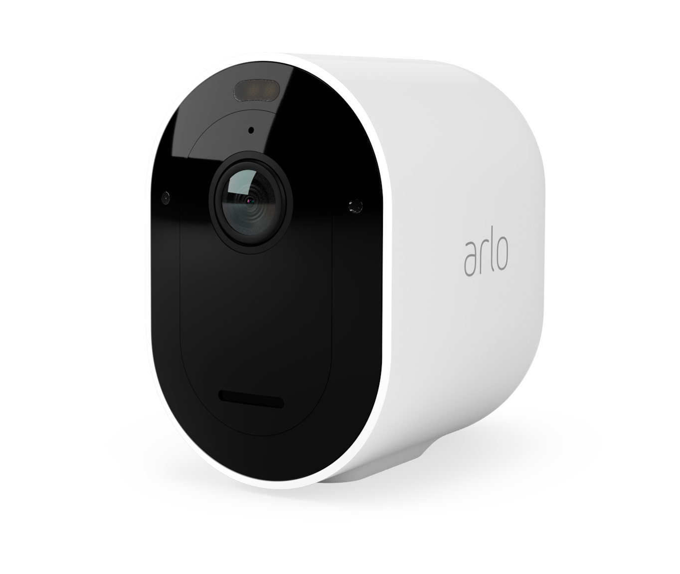 A white Arlo pro 4 camera