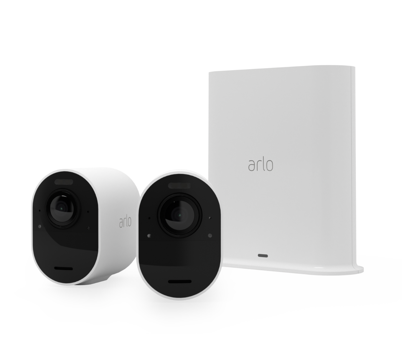 sirena Blanco visión nocturna con una prueba gratuita de 90 días de Arlo Secure 4 cámaras de vigilancia exterior wifi video 4K HDR y SmartHub Arlo Ultra 2 faro detector de movimiento
