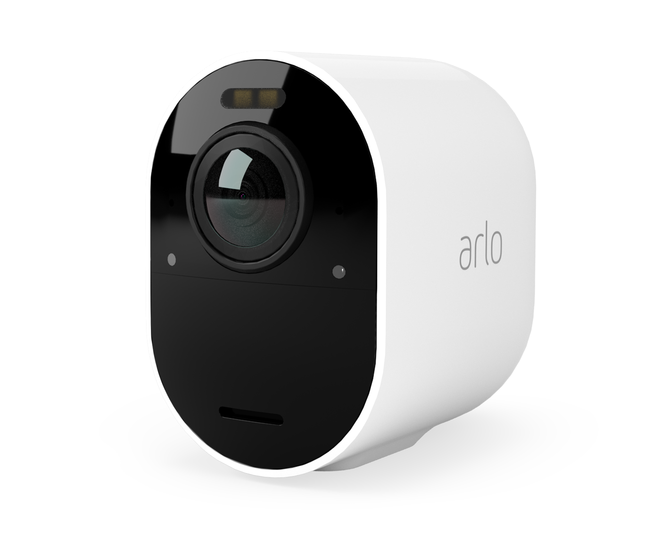 A white Arlo camera