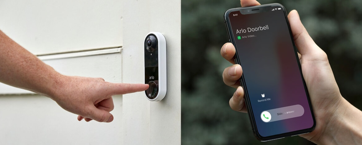 Arlo Video Doorbell ringer upp din telefon direkt när dörrklockan aktiveras för att se till att du aldrig missar en besökare.