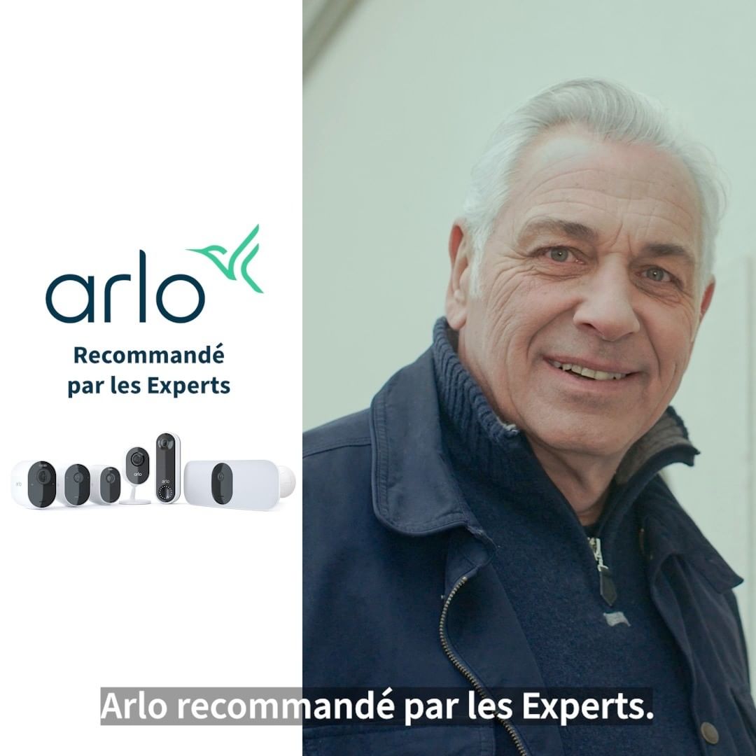 Un lien sur la publication vidéo Instagram d'Arlo montrant Stéphane Thébaut installant une caméra de sécurité Arlo