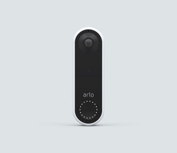 Arlo Essential Wired Video Doorbell, in white, facing front