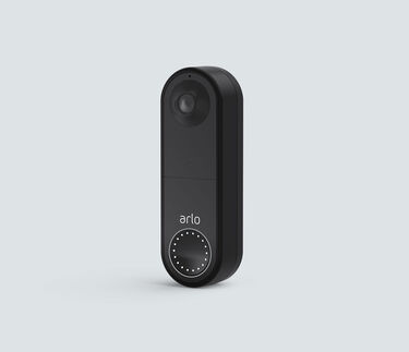 Arlo Video Doorbell Wire-Free, in black, facing left