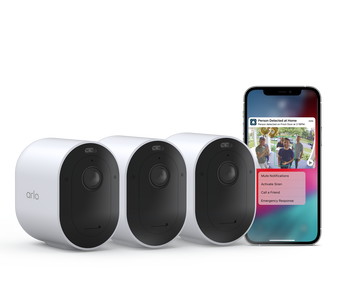 Arlo Secure Annual Plan + Pro 5 - 3 Camera Kit, in white, facing right