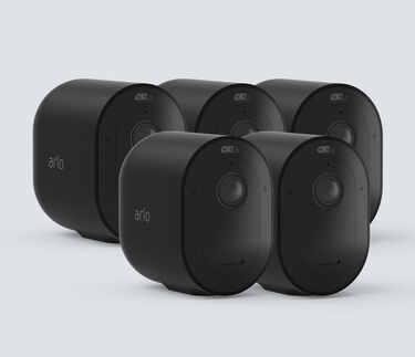 Arlo Pro 4 5 Cam, in black, facing right