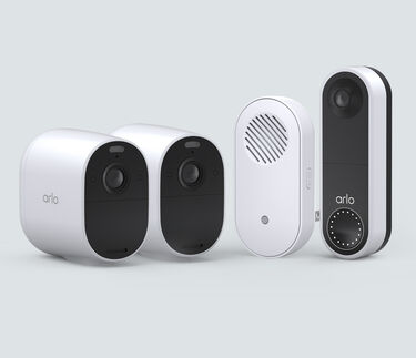 The Wireless Doorbell, Chime & Essential 2 Cam Bundle, in white, facing front