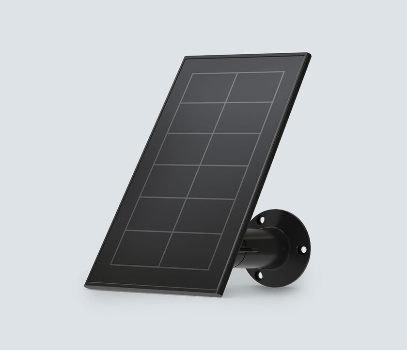 3/4 view of Arlo Solar Panel Charger in black
