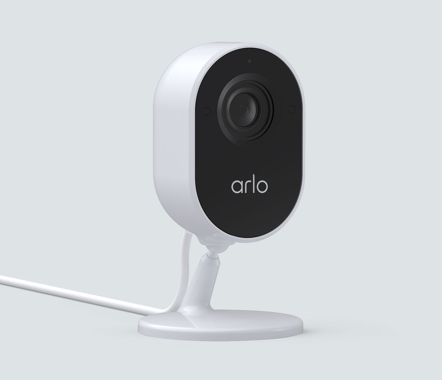 Direct to WiFi No Hub Needed Siren Arlo Essential Indoor Camera Night Vision White Plug-in Wireless Security 2-Way Audio 1080p Video with Privacy Shield VMC2040 