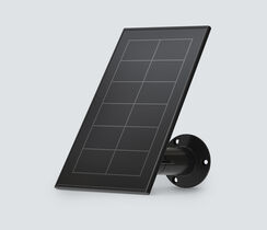 Arlo Essential Solar panel, in black, facing left