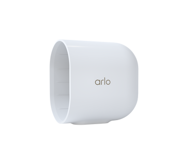 Arlo Ultra & Pro 3 camera housing in white, 3/4 view, in white, facing left