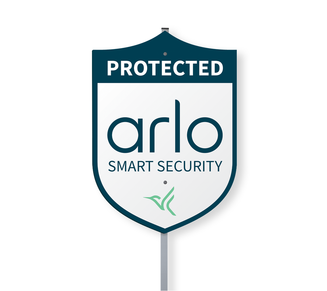 Arlo Security Yard Sign, in white, facing center