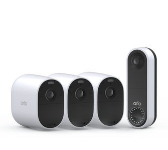 The Wireless Doorbell & Essential Camera Bundle, in white, facing right
