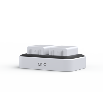 Arlo Dual Charging Station, in white, facing left