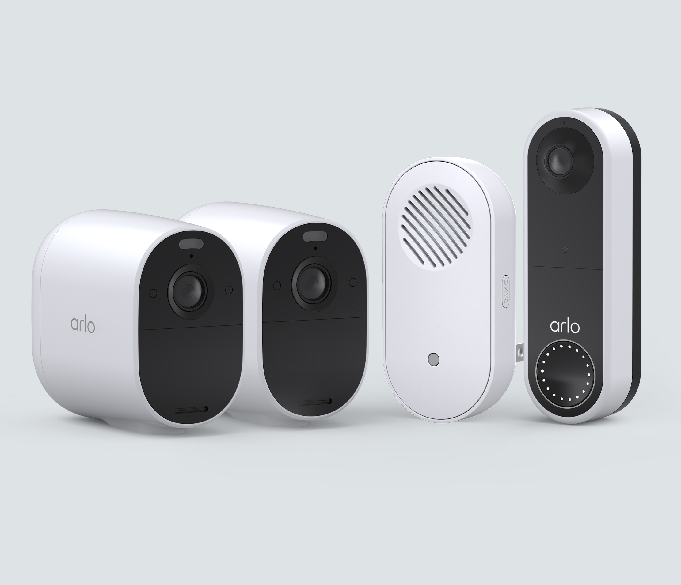 The Wireless Doorbell, Chime & Essential 2 Camera Bundle - White