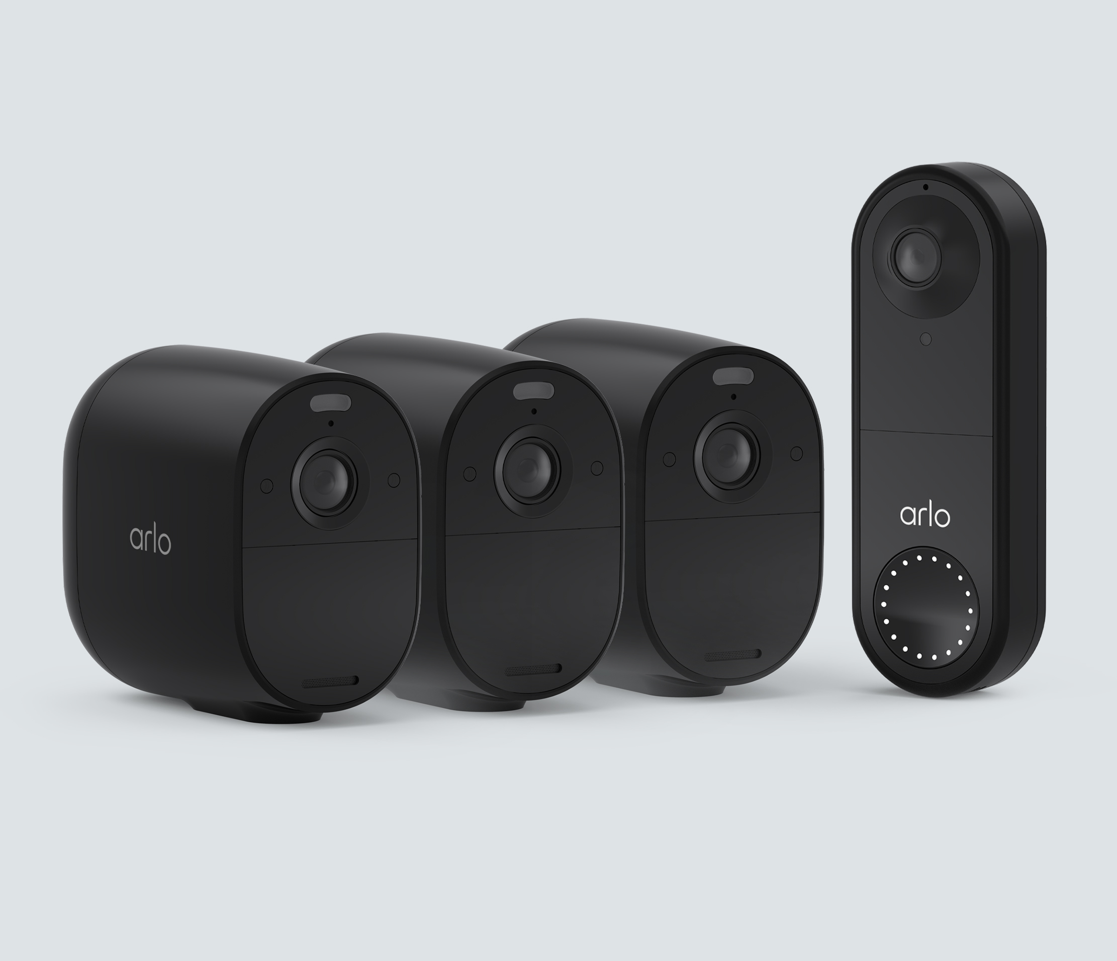 The Wired Doorbell & Essential 3 Camera Bundle - Black