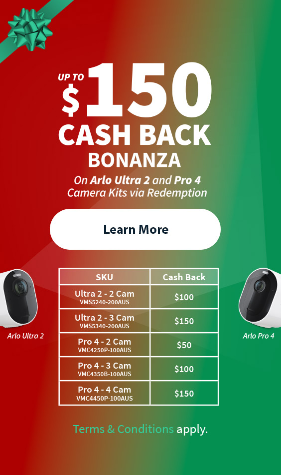 Up tp $200 Cash Back on Arlo Pro4 Camera Kits via Redemption