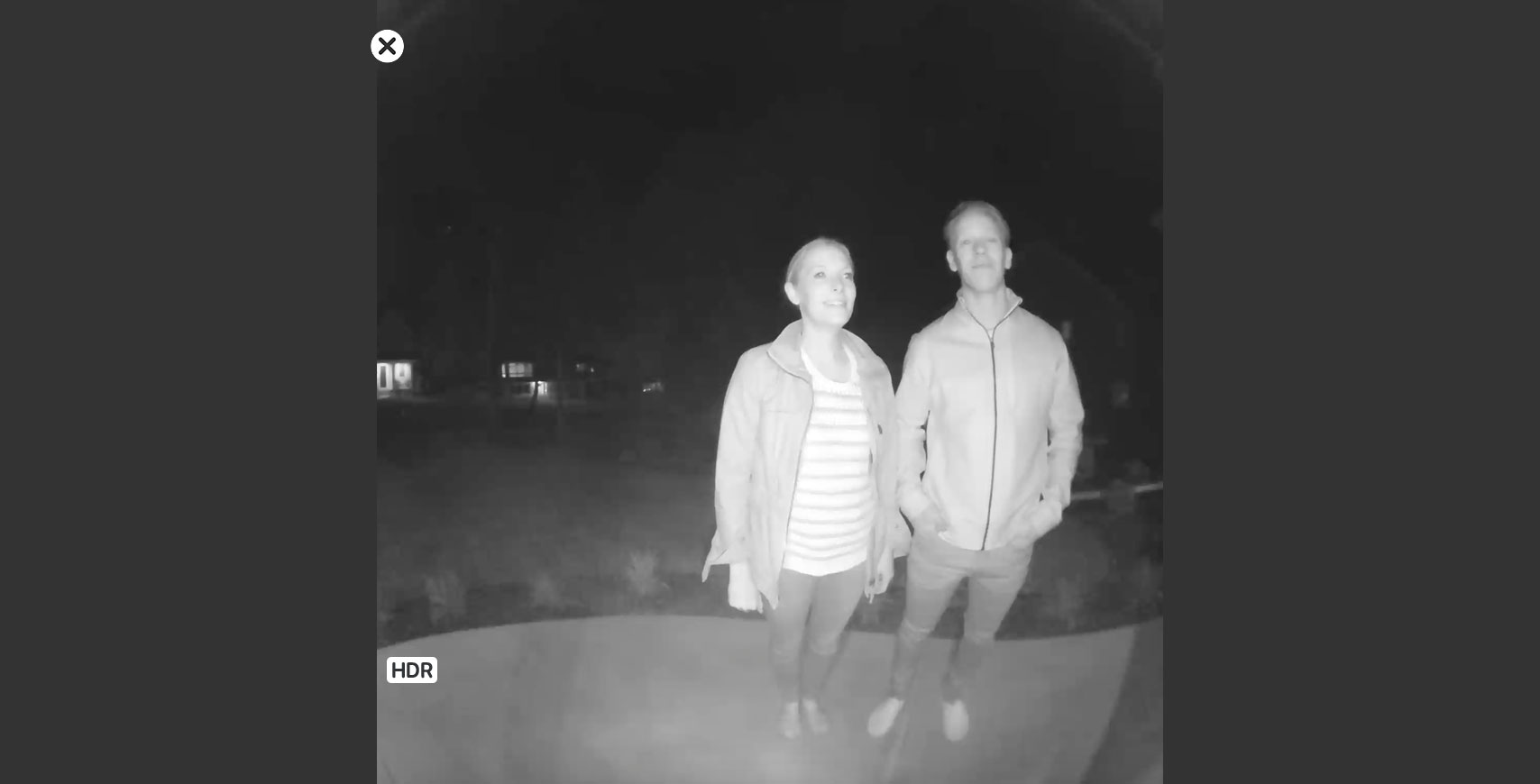 Smart phone displaying clear picture of person at door with night vision