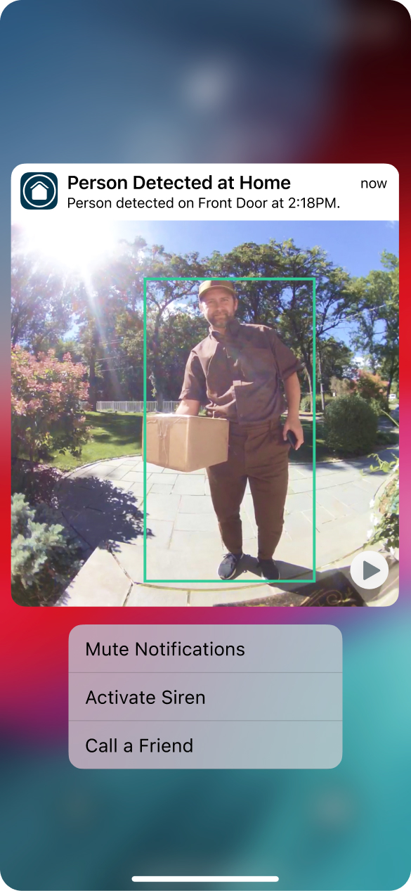 Smart phone displaying Arlo Secure App motion alert detecting motion