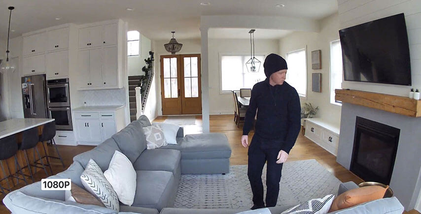 high definition view of burglar on Arlo Essential Indoor Camera