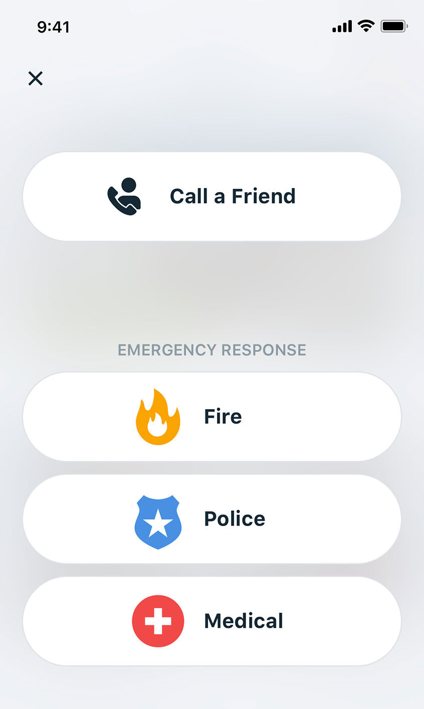 Emergency Response screen