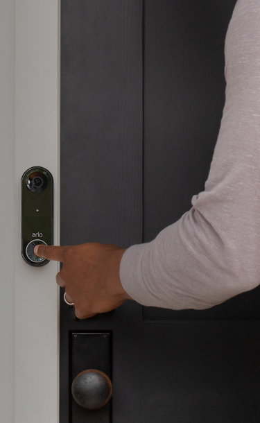 Arlo Video Doorbell Wire-Free displayed on a door